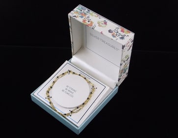 New Boxed Gold Over Sterling Chain Bracelet 7.5" $60