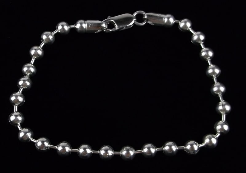 New Vint Heavy Italian Sterling Silver Ball Chain Bracelet 8.25": Guaranteed Solid 925 Sterling Silver, in Excellent Condition