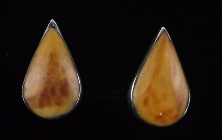 Stunning Vintage 1966 Taxco Sterling Silver Bone Earrings