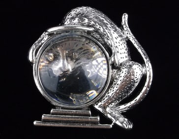 Mint Big Cat In Fish Bowl Brooch