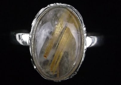 New Bali Sterling Silver Gold Laced Quartz Ring 7