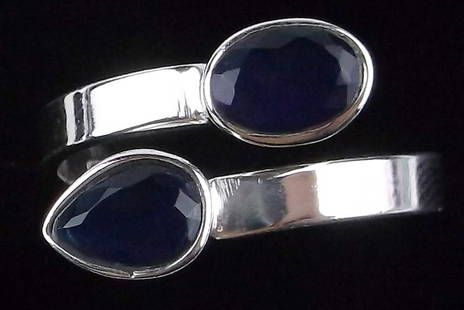 New Sterling Silver Blue Chalcedony By Pass Ring Adjust 7-10: Solid Sterling Silver Guaranteed, in Brand New Never Worn Condition.