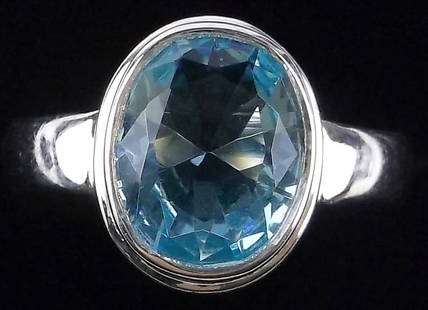 New Thick Sterling Silver Blue Stone Cocktail Ring 7: Solid Sterling Silver Guaranteed, in Brand New Never Worn Condition.