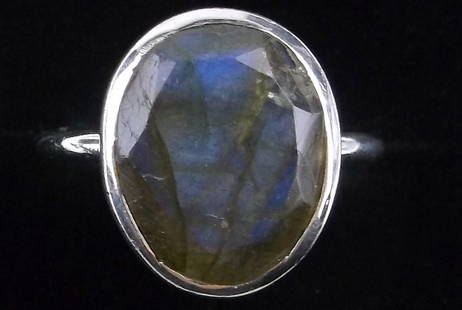 New Sterling Silver 5ct Lightning Labradorite Ring Adjust 6-8: Solid Sterling Silver Guaranteed, in Brand New Never Worn Condition.
