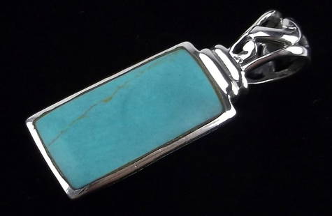 Mint Vintage Sterling Silver Turquoise Pendant: Guaranteed Solid 925 Sterling Silver, in Excellent Condition