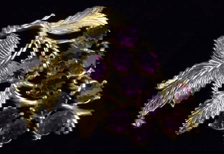Stunning Vint 1950s Coro Craft Pegasus Rhinestone Brooch Grapes: excellent condition