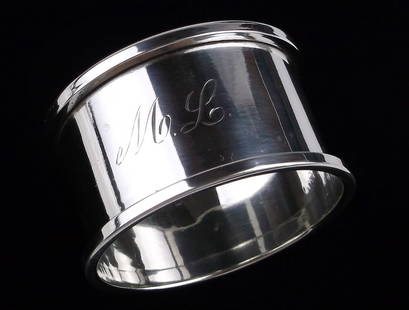 Mint Antique Signed English Sterling Silver Napkin Ring Holder: Guaranteed Solid 925 Sterling Silver, in Excellent Condition