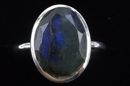 New Sterling Silver 5ct Lightning Labradorite Ring Adjust 6-8