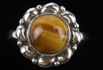 New Thick Sterling Silver Tigers Eye Ring 8