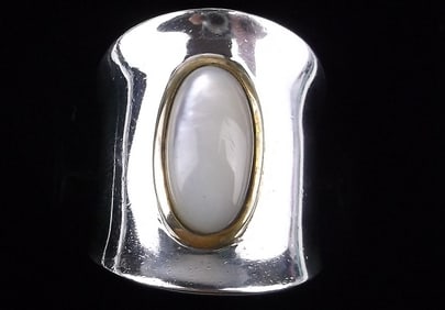 Mint Heavy Robert Lee Morris Sterling Silver MOP Ring 6 Thick