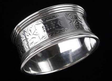 Mint Antique 1800s English Sterling Silver Napkin Ring Signed: Guaranteed Solid 925 Sterling Silver, in Excellent Condition