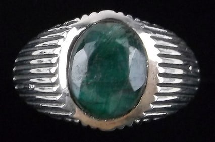 New Thick Sterling Silver 2.5ct Emerald Ring 8