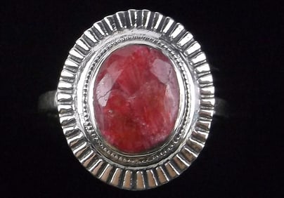 New Bali Sterling Silver 2ct Ruby Sun Ring 7.5