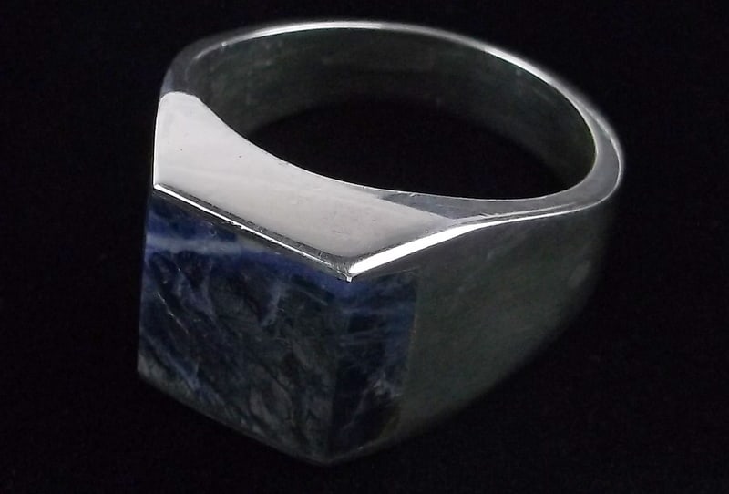 Mint Heavy Vint Taxco Sterling Silver Lapis Mens Ring 10 TB98 (1 of 4)