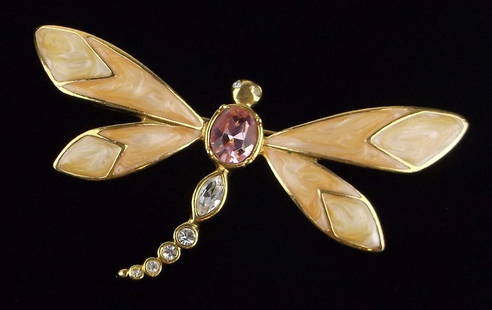 Mint Vintage Kenneth Jay Lane Rhinestone Dragonfly Brooch: Mint Condition, In Like New Condition, Perfect