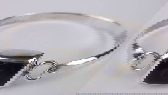 Stunning Vint Thick Taxco Sterling Silver Onyx Bracelet 7.5" Signed: Guaranteed Solid 925 Sterling Silver, in Excellent Condition
