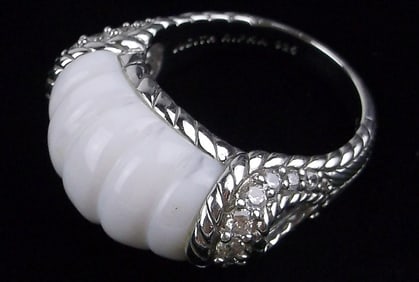 Mint Judith Ripka Sterling Silver White Jade Ring 7