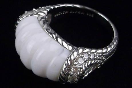 Mint Judith Ripka Sterling Silver White Jade Ring 7: Guaranteed Solid 925 Sterling Silver, in Excellent Condition