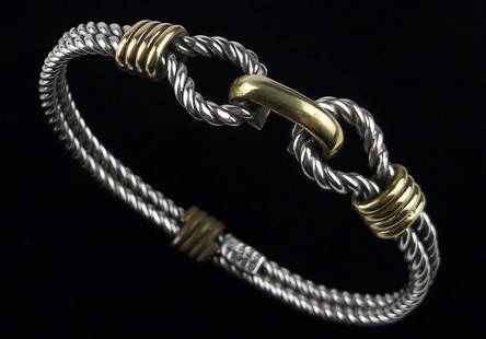 Mint Thick Heavy Vint Taxco Sterling Silver Rope Bracelet TB26 7.5": A Stunning Vintage Taxco Thick and Heavy Sterling Silver and Brass Rope Bracelet signed TB26 7.5 inch fit