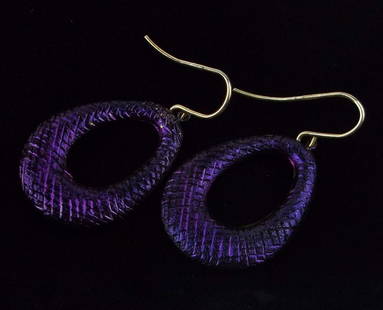 Stunning Designer 14kt Gold Enameled Drop Earrings: A Set of 14kt Gold Enameled Earrings in excellent condition. The enameling covers the 14kt gold but all is 14kt gold