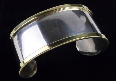 Mint Big Heavy Vint Taxco Sterling Silver Brass Cuff Bracelet 8": Guaranteed Solid 925 Sterling Silver, in Excellent Condition