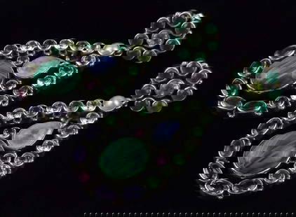 New Big Nicky Butler RAJ Sterling Silver Malachite Earrings 141/160: A New Boxed Big Set of Nicky Butler RAJ Sterling Silver Malachite Multi Gemstone Drop Earrings serial #d(141/160)