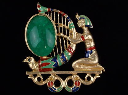 Mint Big Enam Jelly Belly Rhinestone Egyptian Pharaoh Brooch: Mint Condition, In Like New Condition, Perfect