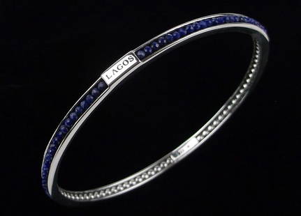 New LAGOS Sterling Silver Lapis Lazuli Bangle Bracelet 8": Solid Sterling Silver Guaranteed, in Brand New Never Worn Condition.