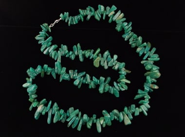 Big New Vintage Sterling Silver Jadeite Necklace 34"