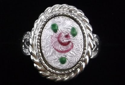 New Antique 1950s Navajo Sterling Silver Guilloche Ring 4