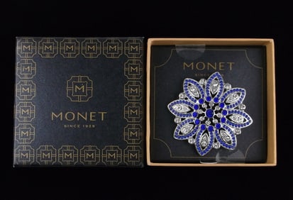 New Boxed Monet Rhinestone Brooch $26
