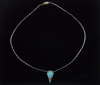 Mint Vint Navajo Sterling Turquoise Arrowhead Necklace 16"