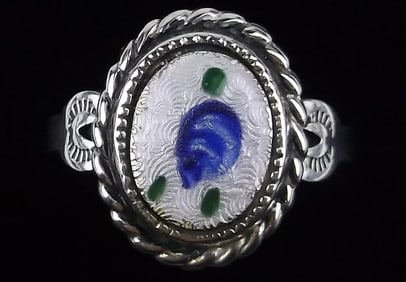 New Antique 1950s Navajo Sterling Silver Guilloche Ring 7