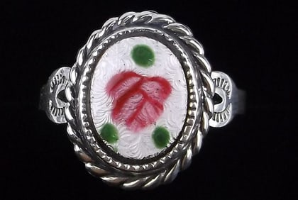 New Antique 1950s Navajo Sterling Silver Guilloche Ring 6