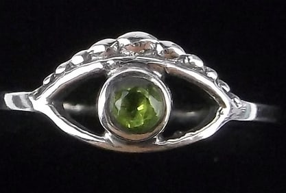 New Sterling Silver Peridot All Seeing Eye Ring 6