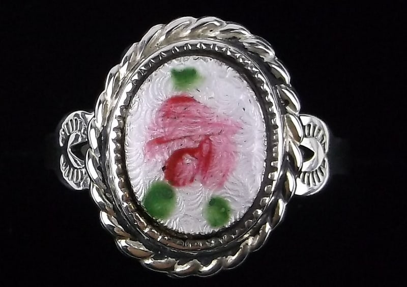 New Antique 1950s Navajo Sterling Silver Guilloche Ring 7 (1 of 2)