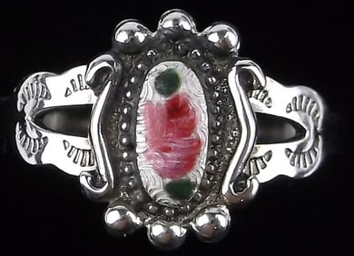 New Antique 1950s Navajo Sterling Silver Guilloche Ring 7