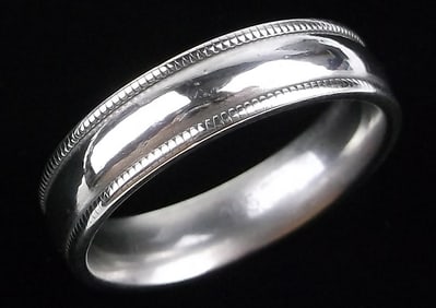 Stunning Vint Thick Sterling Silver Wedding Band Ring 8