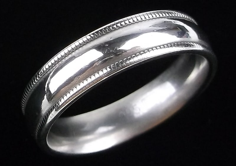 Stunning Vint Thick Sterling Silver Wedding Band Ring 8 (1 of 2)