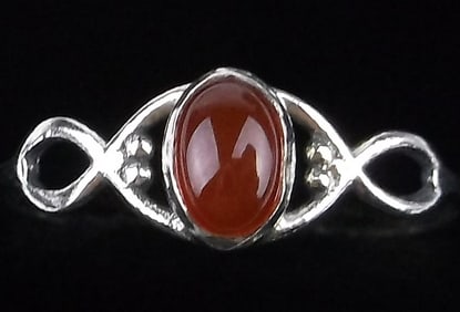 New Sterling Silver Red Chalcedony Ring 8.25