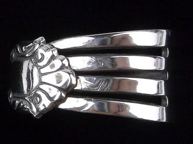 Stunning Antique 1940s Sterling Silver Fork Ring 6-8 Adjustable