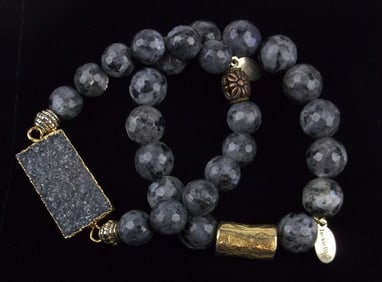 Mint Jackie Blue Labradorite Druzy Bracelet Set
