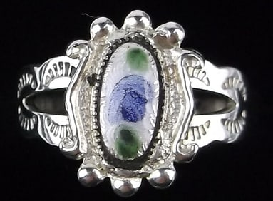 New Antique 1950s Navajo Sterling Silver Guilloche Ring 4.25