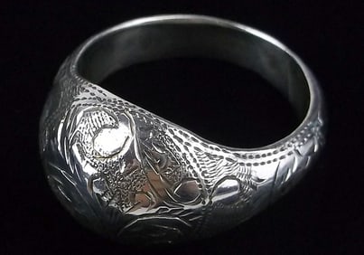 Mint Vintage Sterling Silver Ornate Dome Ring 9