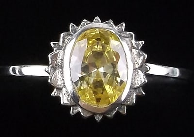 New Sterling Silver Citrine Sun Ring 8