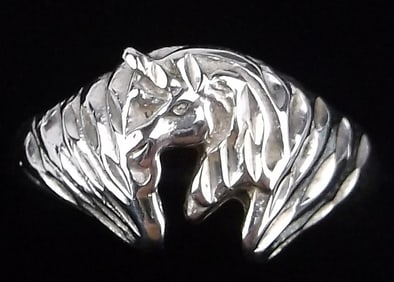 Mint Vintage Sterling Silver Unicorn Ring 6.5 Horse Shoe