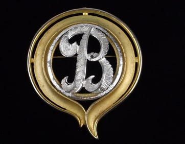 Gorgeous Big Vintage 1960s Initial B Brooch