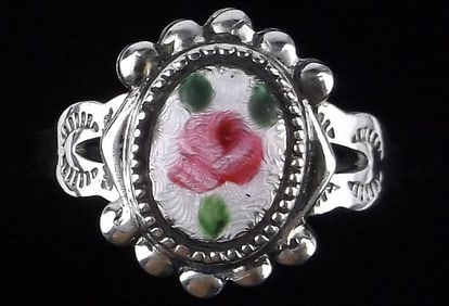 New Antique 1950s Navajo Sterling Silver Guilloche Ring 7