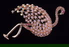 Mint Enameled Rhinestone Flamingo Bird Brooch