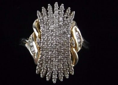 Gorgeous Vint Gold Over Sterling Silver Diamond Ring 8.5